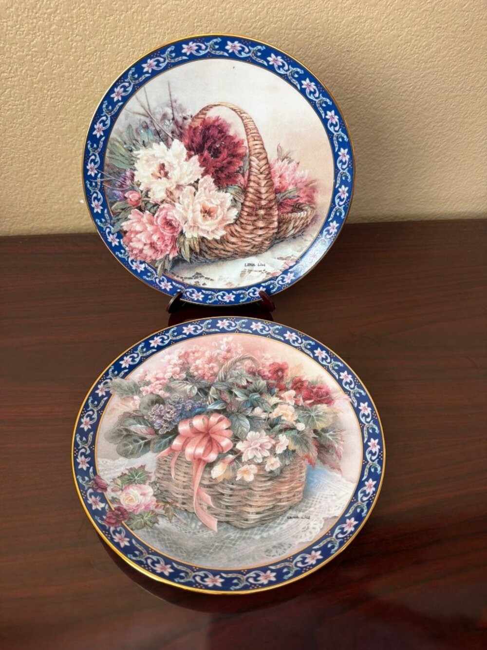 1992 Lena Liu Basket Bouquets W.S. George Set of 11 Collector Plates Missing #11 - Picture 8 of 15